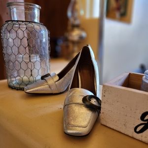 Silver Coach block heels